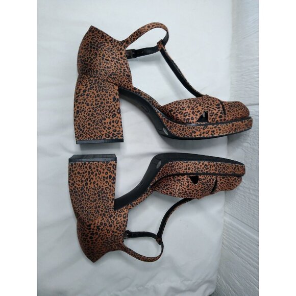 GB Gianni Bini New Rules Women's 9.5 Leopard Print T Strap 4" High Heel Sandals - Picture 5 of 10